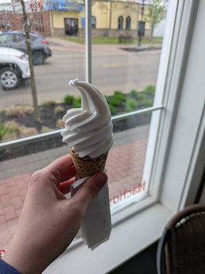 Vanilla with Gluten Free cone at Hally's Scoops and Brews in Shediac