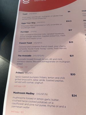 Menu 1  at For Change Cafe in Bellfield