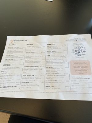 Menu - sorry not a better photo   at For Change Cafe in Bellfield