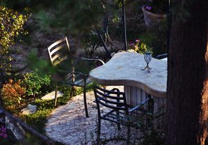 Table in the garden. at Vila Castelul Maria in Banpotoc