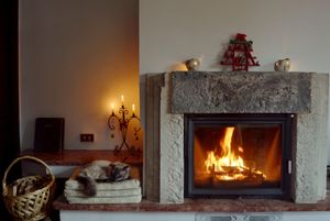 Fireplace in the dining salon. at Vila Castelul Maria in Banpotoc