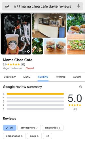  at Mama Chea Cafe in Davie