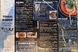 Tensai menu at Tensai Ramen in Rotterdam