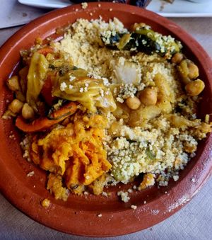 Cous cous con verduras y garbanzos at Flamenkana in Jerez