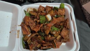 Bean curd with veggies at China Express in Tremonton