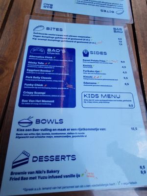 Menu at Bar Bao in Mechelen