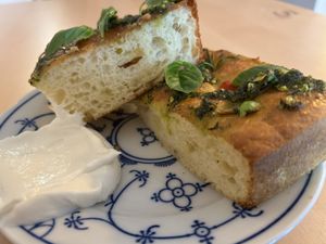 Focaccia with vegan aioli   at Plan in Poznan