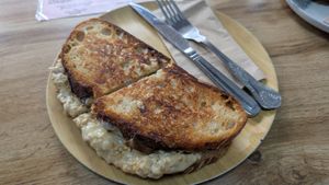 Tuna chickpea melt at Three of Cups in Glasgow