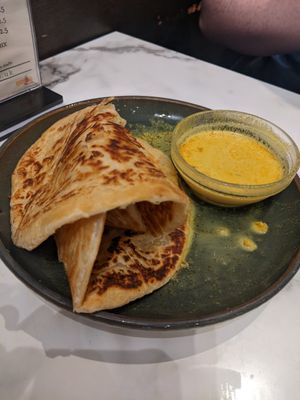 Roti with curry sauce at Kampong Ah Lee in Edinburgh
