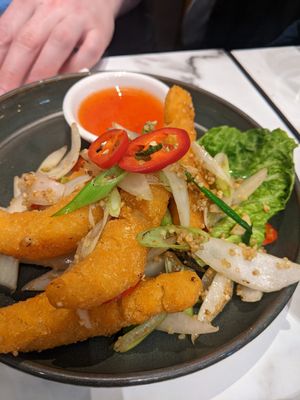 Vegan salt and chilli prawns at Kampong Ah Lee in Edinburgh