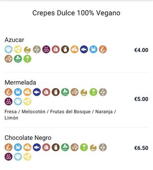 Vegan crêpes  at La Crepe Bretonne in Barcelona