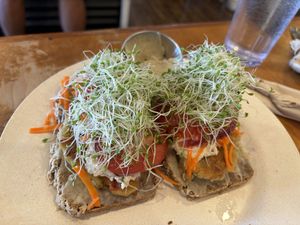 Gluten free jalapeño ‘ulu burger   at Sweet Cane Cafe in Hilo