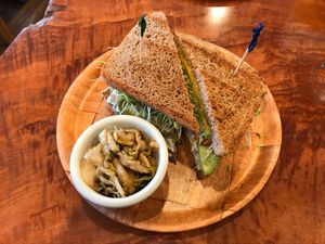 Sandwich and kimchi  at Sweet Cane Cafe in Hilo