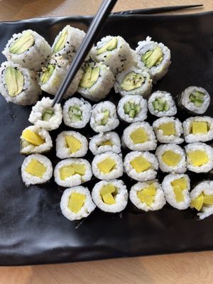 Avocado, Kappa and oshinko rolls  at TonTon Sushi in Vancouver