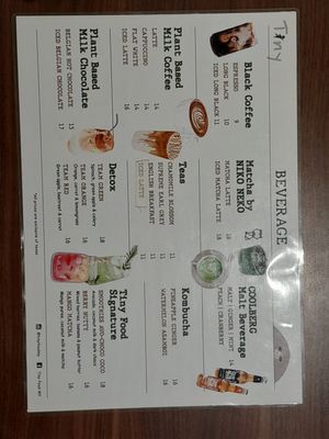 Drinks menu at Tiny Food Cafe in Kuala Lumpur
