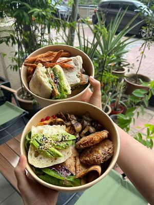 House pesto sandwich , Not so Tiny breakfast ( Home made hashbrown !) at Tiny Food Cafe in Kuala Lumpur