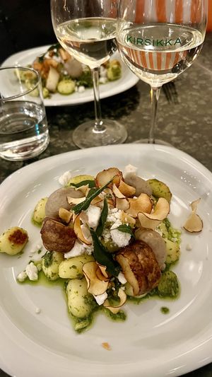 Jerusalem artichoke gnocchi   at Kirsikka in Helsinki