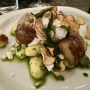 Jerusalem artichoke gnocchi   at Kirsikka in Helsinki