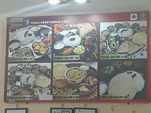 Menu board at Thali NR Sweets Cafe in Penang