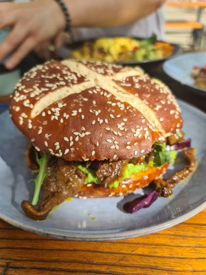 Pulled mushroom sandwich at Forest Park in Leipzig