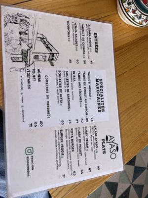 Menu  at Ayaso in Marrakech