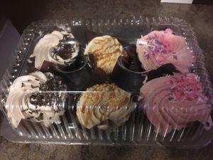 Vegan cupcakes: mocha, butter beer, raspberry lemonade at Bliss Baked Goods in Edmonton