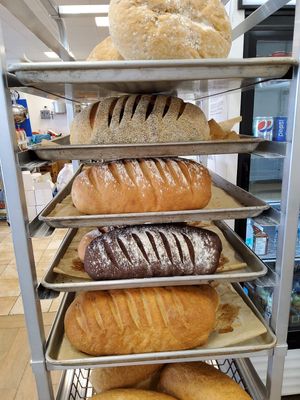 Variety of Rye Breads and Sour doughs. All Vegan. at Bliss Baked Goods in Edmonton