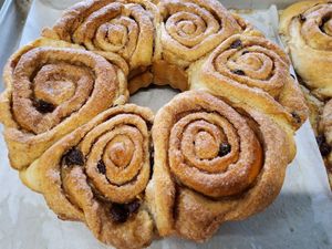 Vegan Cinnamon Buns, with or without raisins  at Bliss Baked Goods in Edmonton