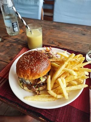 Burger without cheese at Kokomo Beach Bar and Restaurant in Watamu