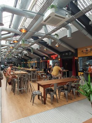 Food court seating at Paneria in North London