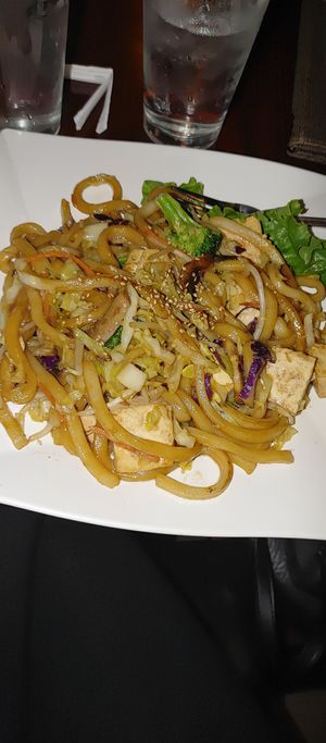 Udon noodles with tofu at Shinsei Sushi in Medford