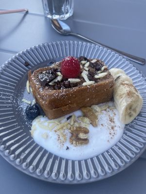 Banana bread with coconut yogurt   at Café Max in Garmisch Partenkirchen