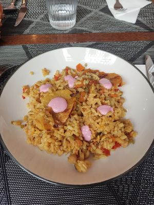 Rice dish made in the oven with alioli at Museo Del Organo in Vitoria Gasteiz