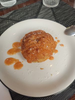Carrot donut with carrot syrup at Museo Del Organo in Vitoria Gasteiz