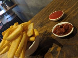 Chips and sauce at Burger Got Soul in Launceston