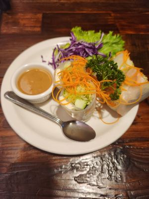 Fresh spring rolls (veggies and tofu inside) at Banana Leaf Thai Cuisine in Dallas