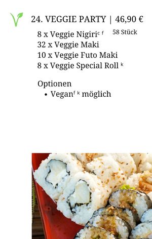 Party set (originally vegetarian, but can be prepared vegan) at Sushi Karen in Bad Soden-salmuenster