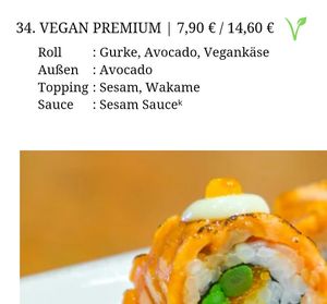 Vegan Uramaki Roll at Sushi Karen in Bad Soden-salmuenster