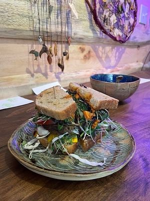 soup and sandwich at Le Tapis Volant in Val-david