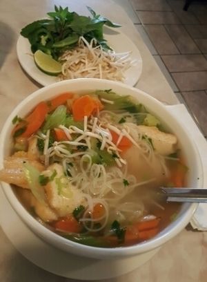 Vegan pho!!! Not on menu ask for it at Bambu Vietnamese Cuisine in Springfield