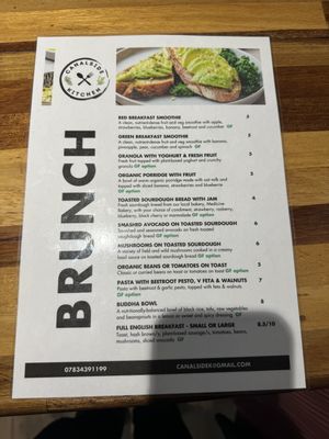 Menu as of Feb 2024  at Canalside Kitchen in Wolverhampton