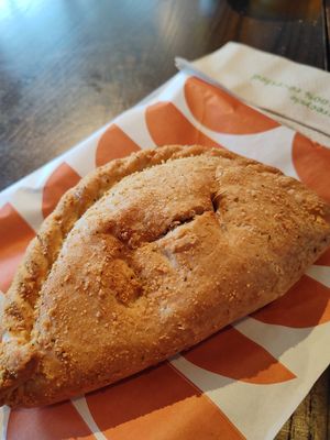 Spiced cauliflower and onion barji pasty at The Cornish Bakery in Bourton-on-the-water