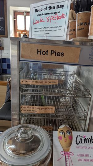 Vegan pies at St Columba Larder in Isle Of Iona