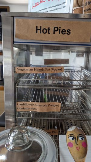 Vegan pies at St Columba Larder in Isle Of Iona