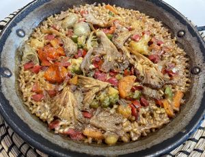 Vegan paella  at Can Martí Restaurant in Tarragona