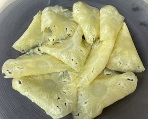 Pineapple carpaccio with cointreau   at Can Martí Restaurant in Tarragona