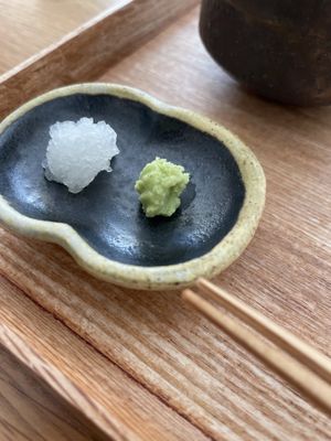Freshly grated wasabi - so tasty  at Soba Horiba in Kyoto