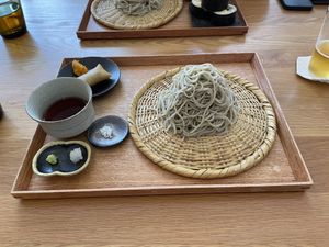 They have sides you can get with your soba. These sides are seasonal and change often. Here I had handmade fresh spring rolls and a yummy carrot onion paste  at Soba Horiba in Kyoto