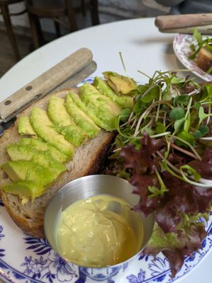 Avocado on toast (not sure about the dip may have mayo) at Pausa Coffee And Brunch in Koh Yao Noi