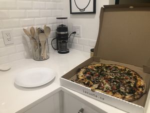 18 inch pie with vegan cheese  at La Ruota Pizzeria Kitsilano in Vancouver